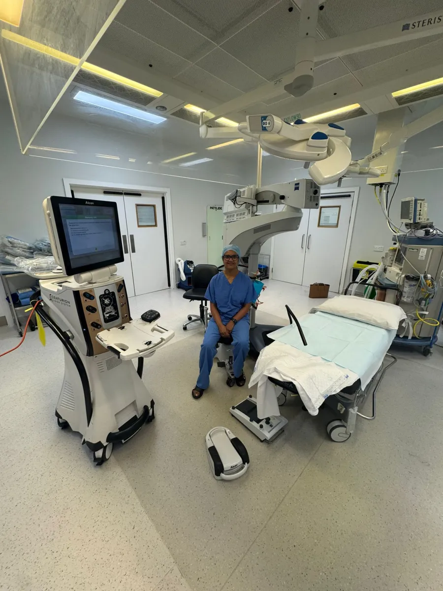 Miss Anita Paul at the surgical table in the operating theatre